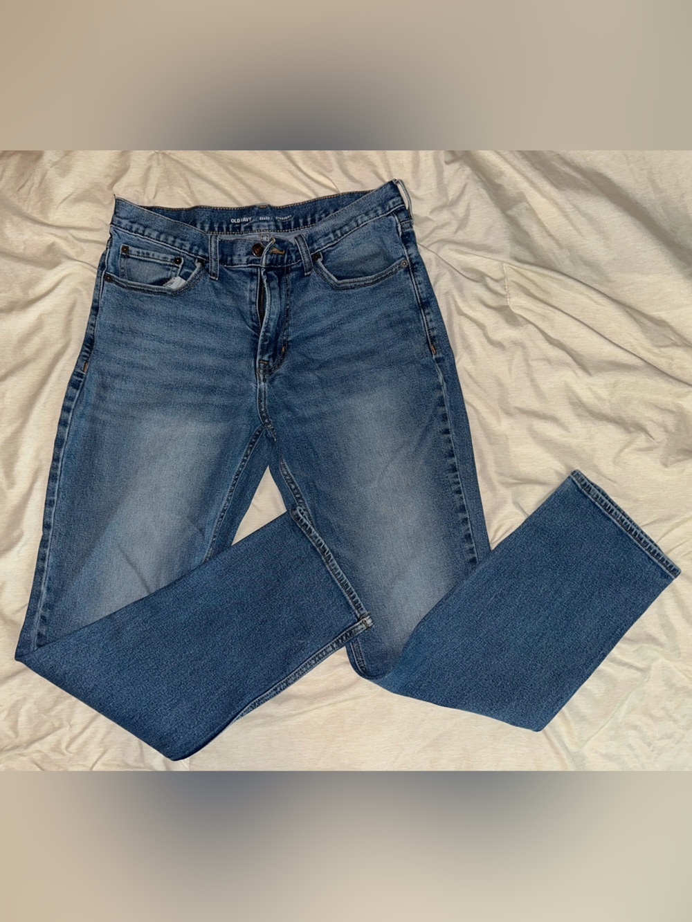 Old Navy Men's Blue Washed Straight-Leg Jeans